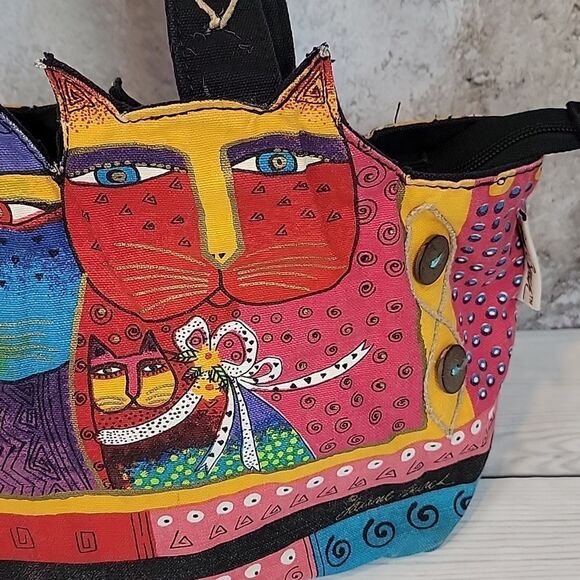 Laurel Burch Feline Friends Colorful Medium Tote bag - Picture 2 of 14